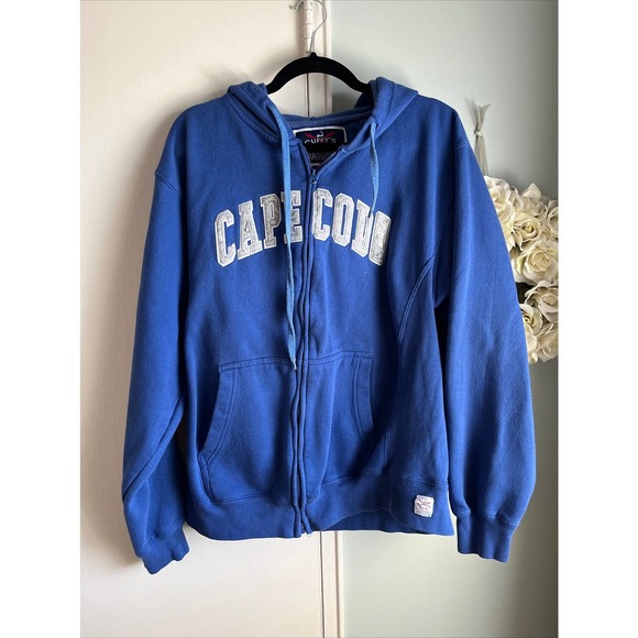 Cuffy Other - Cuffy’s Cape Cod Hoodie Sweatshirt Men’s Large Zip Up Blue with Gray Spell Out